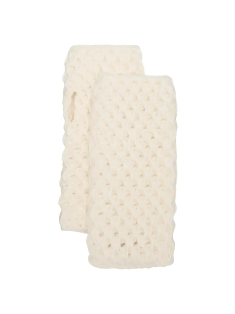 Cashmere Honeycomb Crochet Fingerless Gloves