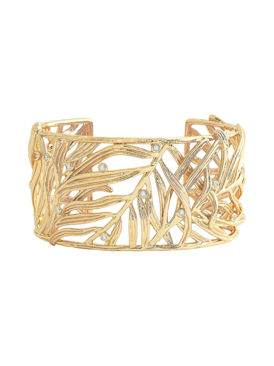 Anabel Aram Jewelry Cubic Zirconia Palm Leaves Cuff Bracelet