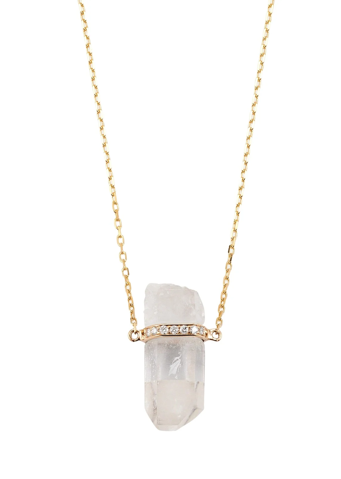 14k Yellow Gold Crystal Quartz and Diamond Bar Necklace 14k Yellow Gold Crystal Quartz and Diamond Bar Necklace