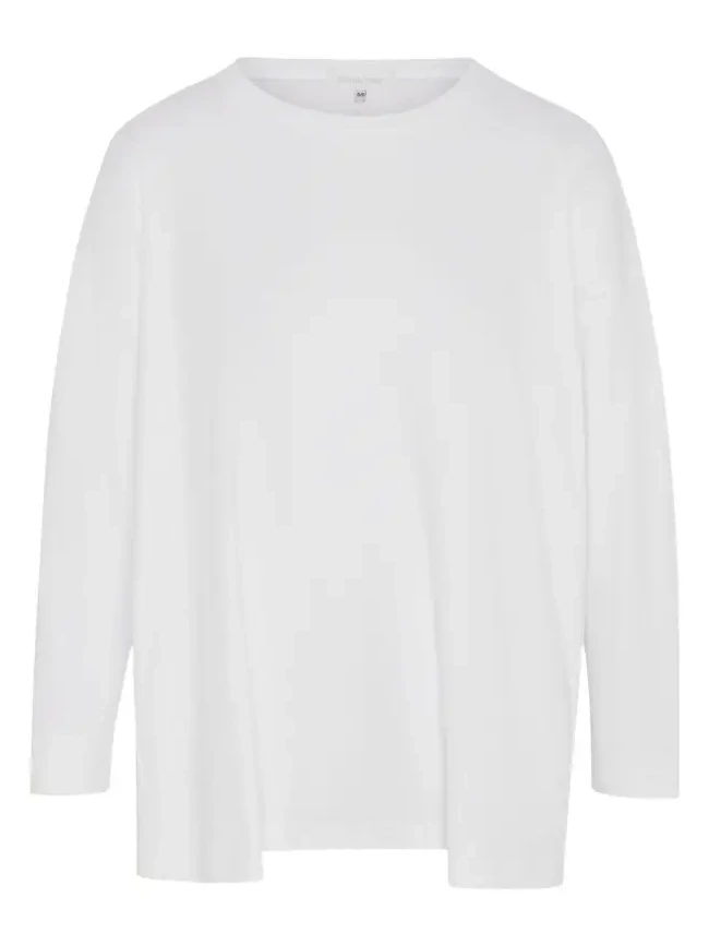 Side Panelled Round Neck Long Sleeve T-Shirt (Mid Plus Length)