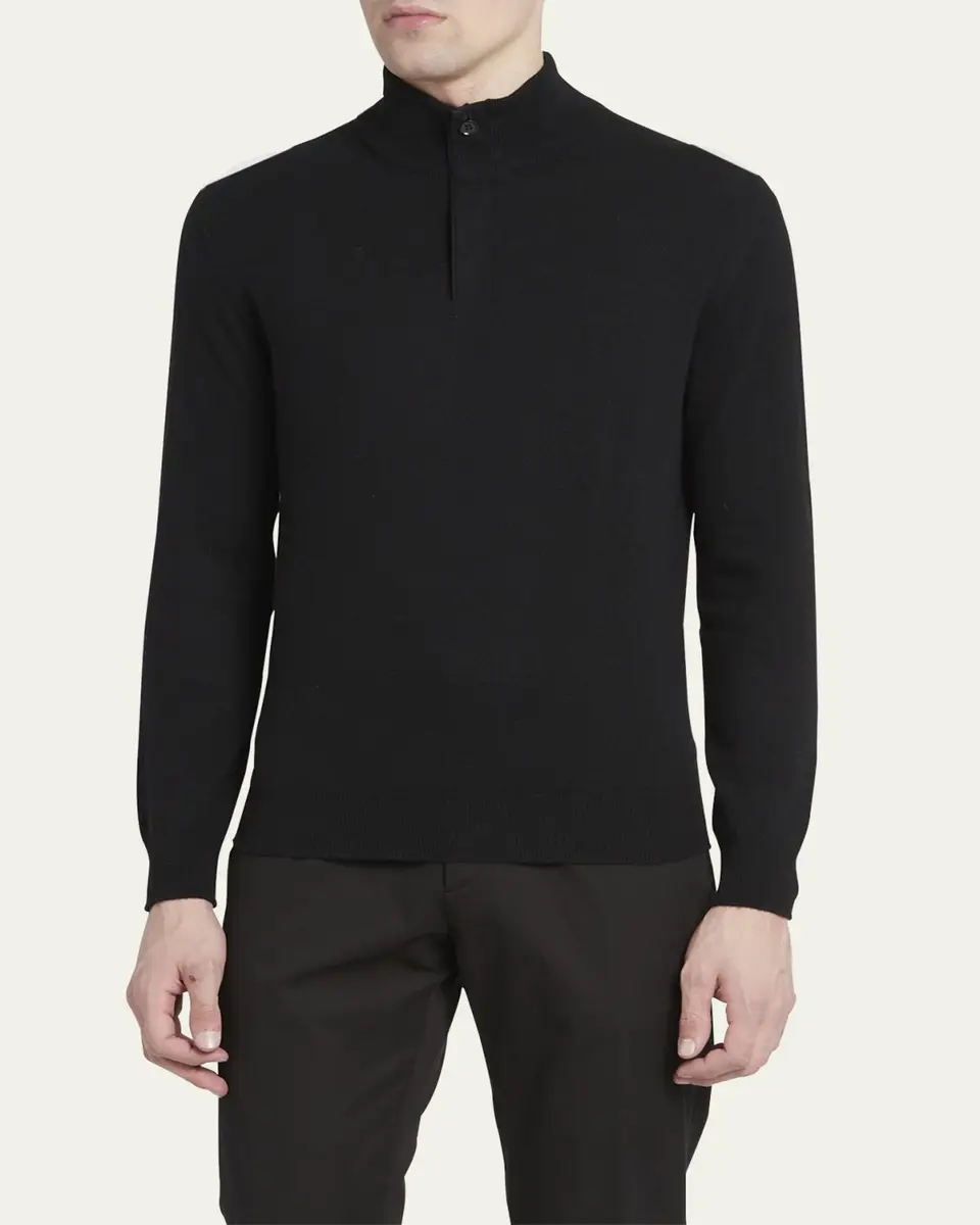 Zegna Men's Cashmere Quarter-Zip Sweater | Thumbnail 2 Zegna Men's Cashmere Quarter-Zip Sweater | Thumbnail 2