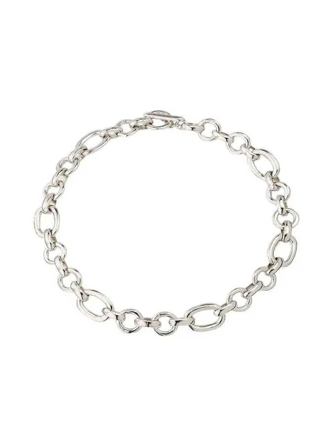 Donia Silver Round and Oval Link Chain Necklace