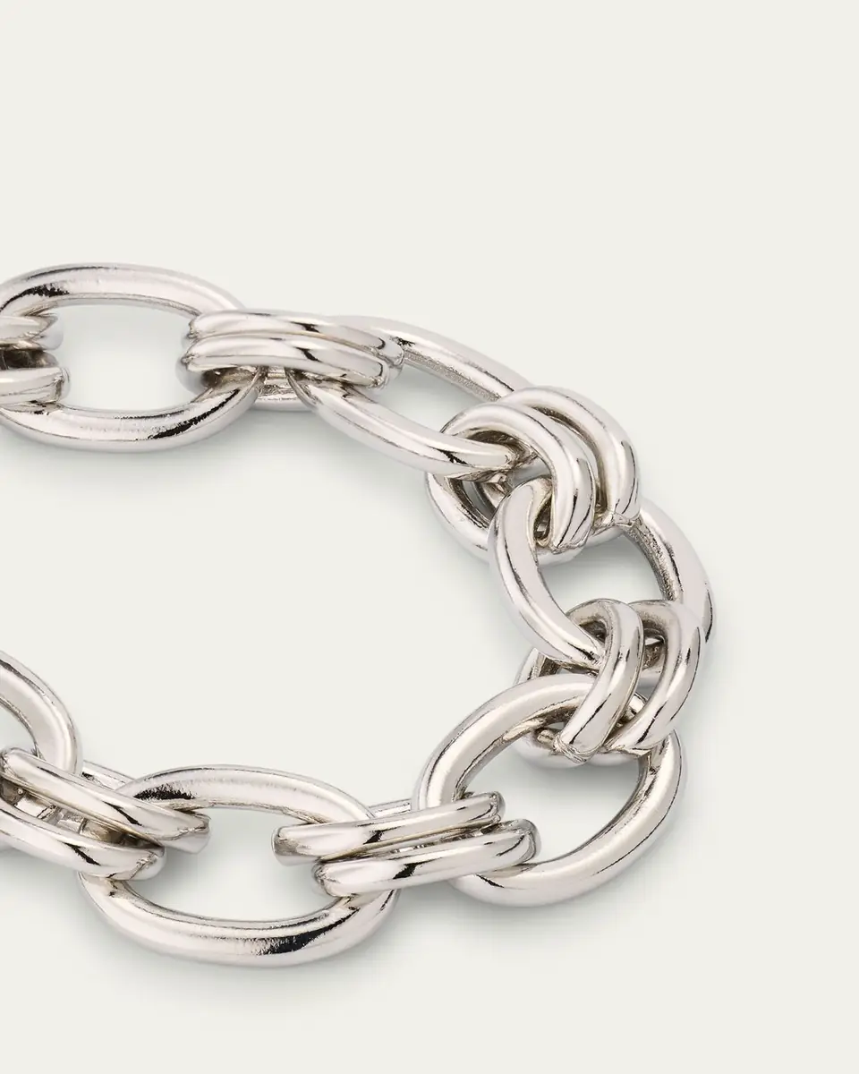 Ben-Amun Silver Lyra Oval Chain Link Necklace | Thumbnail 3