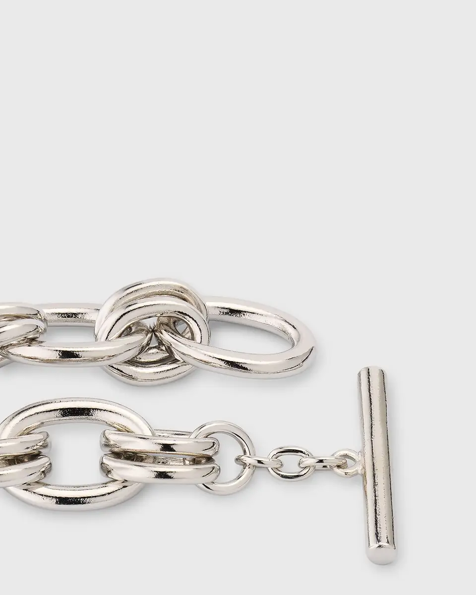 Ben-Amun Silver Lyra Oval Chain Link Necklace | Thumbnail 7