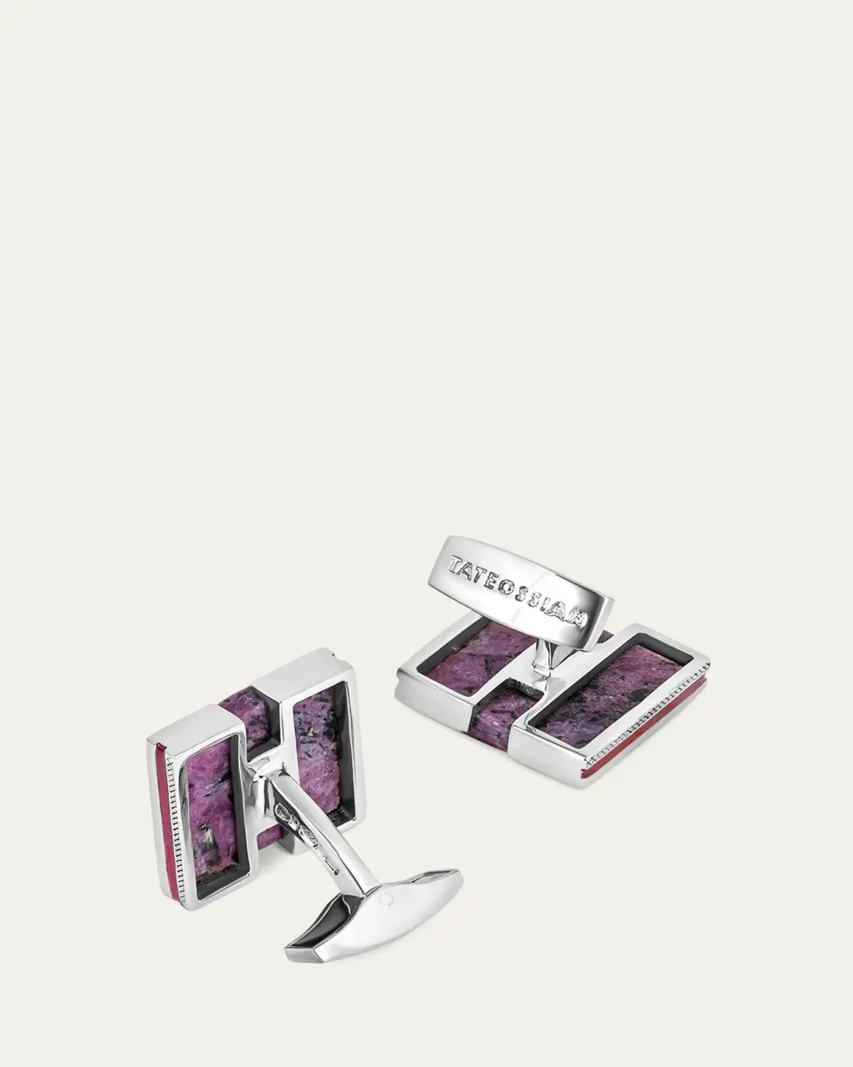 Tateossian Men's Limited Edition Natural Ruby Square Cufflinks | Thumbnail 3