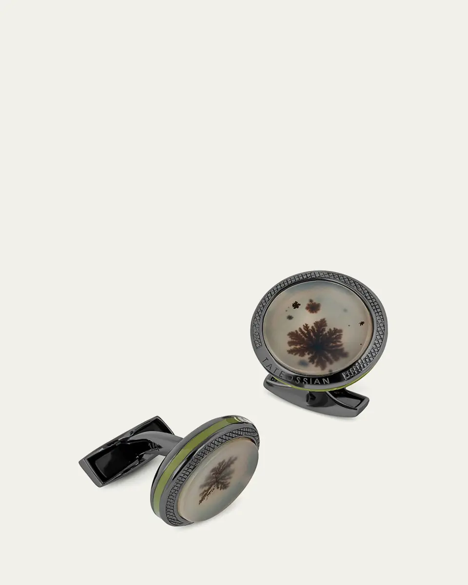Tateossian Men's Limited Edition Black Rhodium-Tone Dendritic Agate Cufflinks | Thumbnail 2 Tateossian Men's Limited Edition Black Rhodium-Tone Dendritic Agate Cufflinks | Thumbnail 2