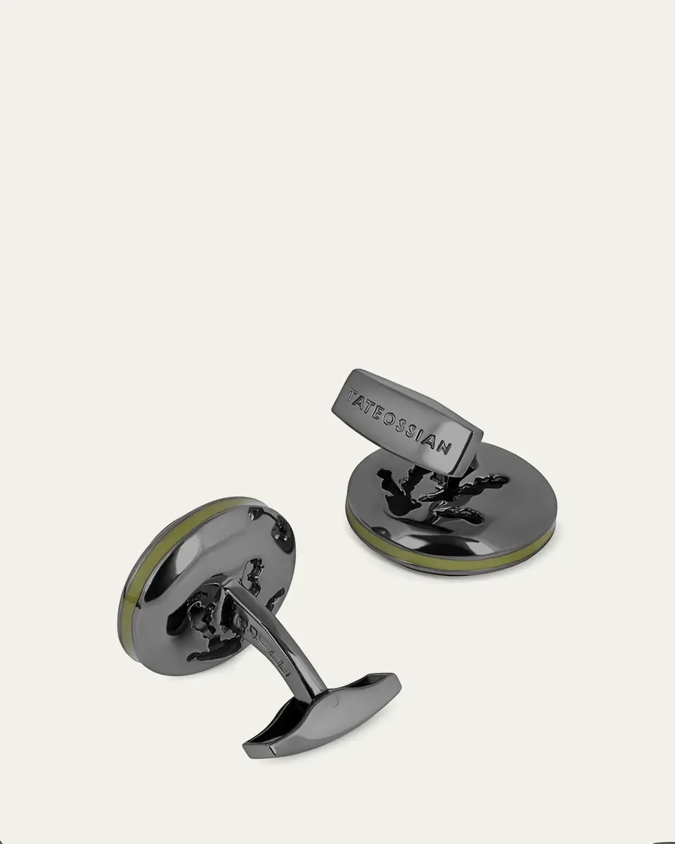 Tateossian Men's Limited Edition Black Rhodium-Tone Dendritic Agate Cufflinks | Thumbnail 3 Tateossian Men's Limited Edition Black Rhodium-Tone Dendritic Agate Cufflinks | Thumbnail 3