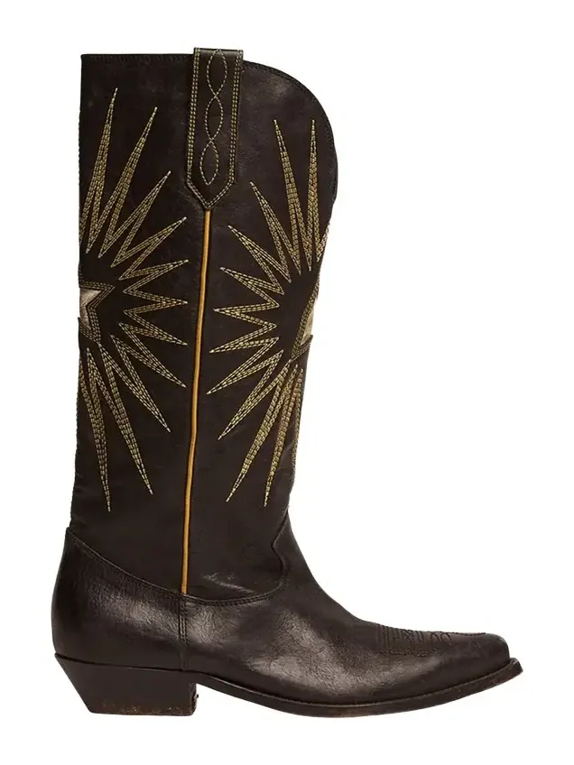 Wish Star Embroidered Leather Western Boots