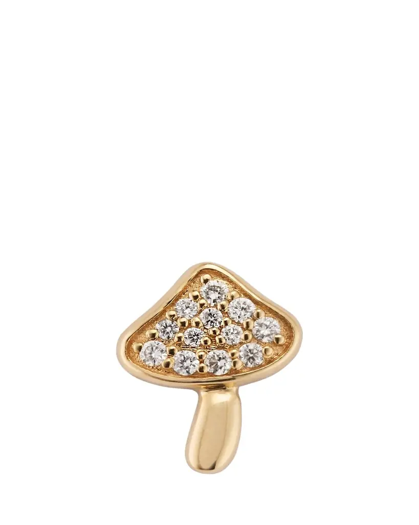 Sydney Evan 14K Yellow Gold Small Mushroom Diamond Stud Earring, Single | Image 1 Sydney Evan 14K Yellow Gold Small Mushroom Diamond Stud Earring, Single | Image 1
