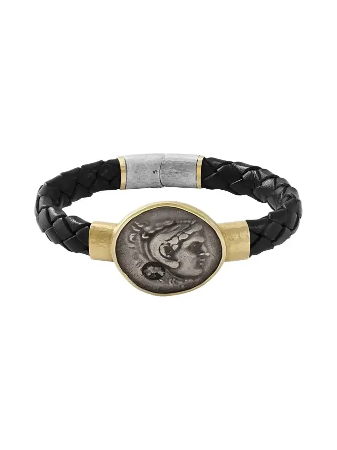 Men's Authentic Alexander the Great Coin Leather Bracelet Men's Authentic Alexander the Great Coin Leather Bracelet