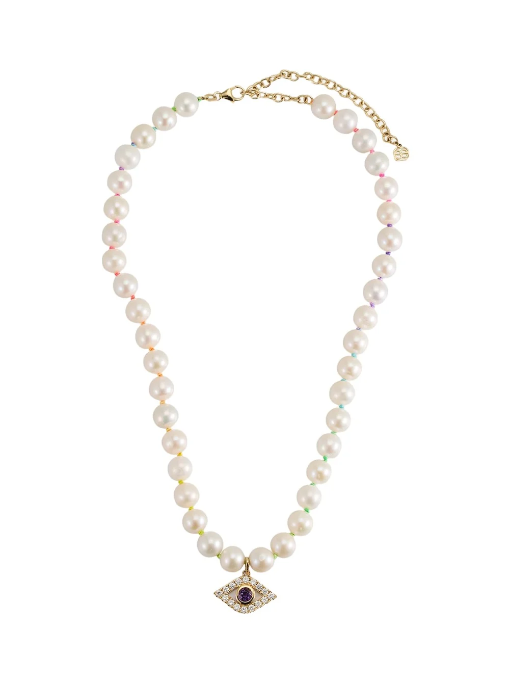 Sydney Evan 14K Gold Bezel Evil Eye Charm Freshwater Pearl Necklace | Thumbnail 1 Sydney Evan 14K Gold Bezel Evil Eye Charm Freshwater Pearl Necklace | Thumbnail 1