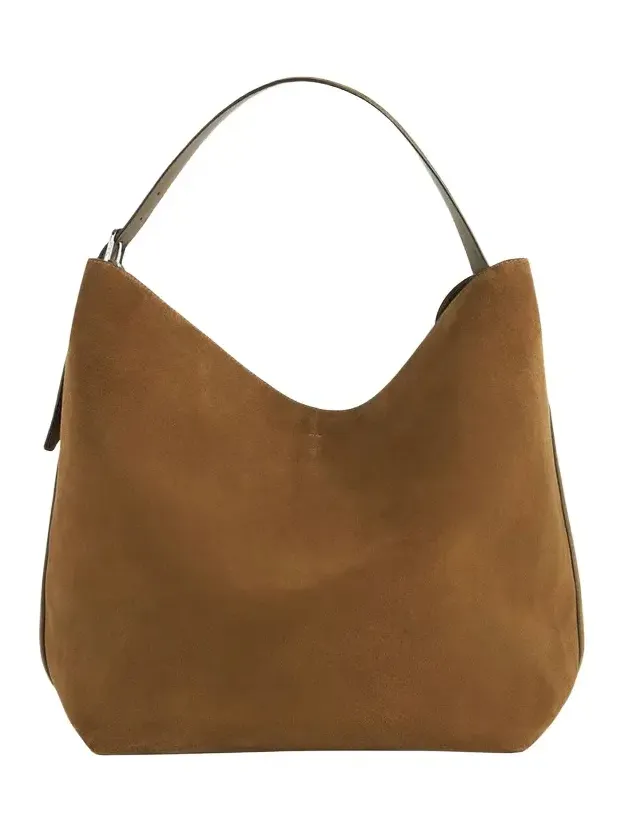 Large Belted Suede Tote Bag