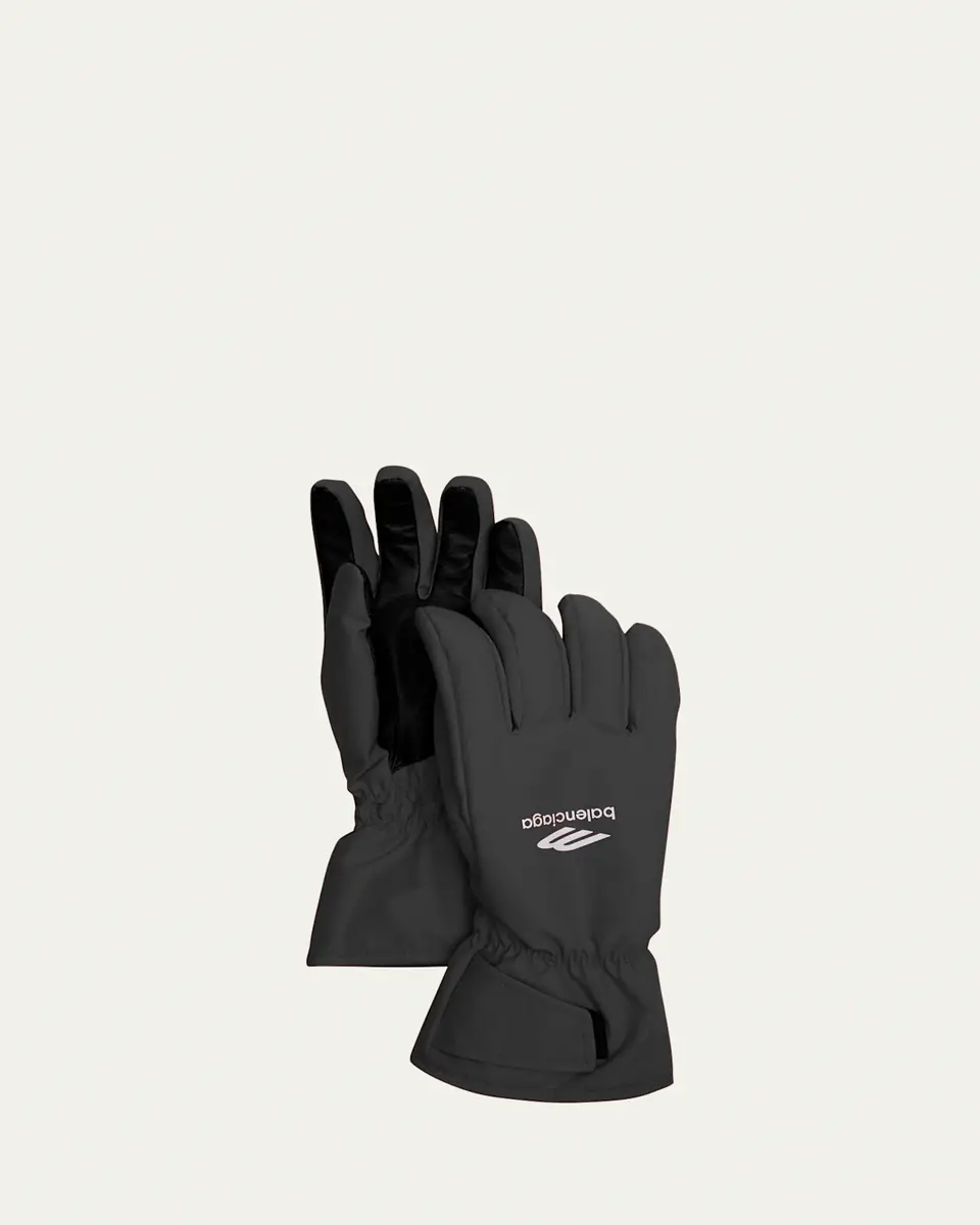 Balenciaga Men's 3B Sports Icon Nylon and Leather Ski Gloves | Thumbnail 2