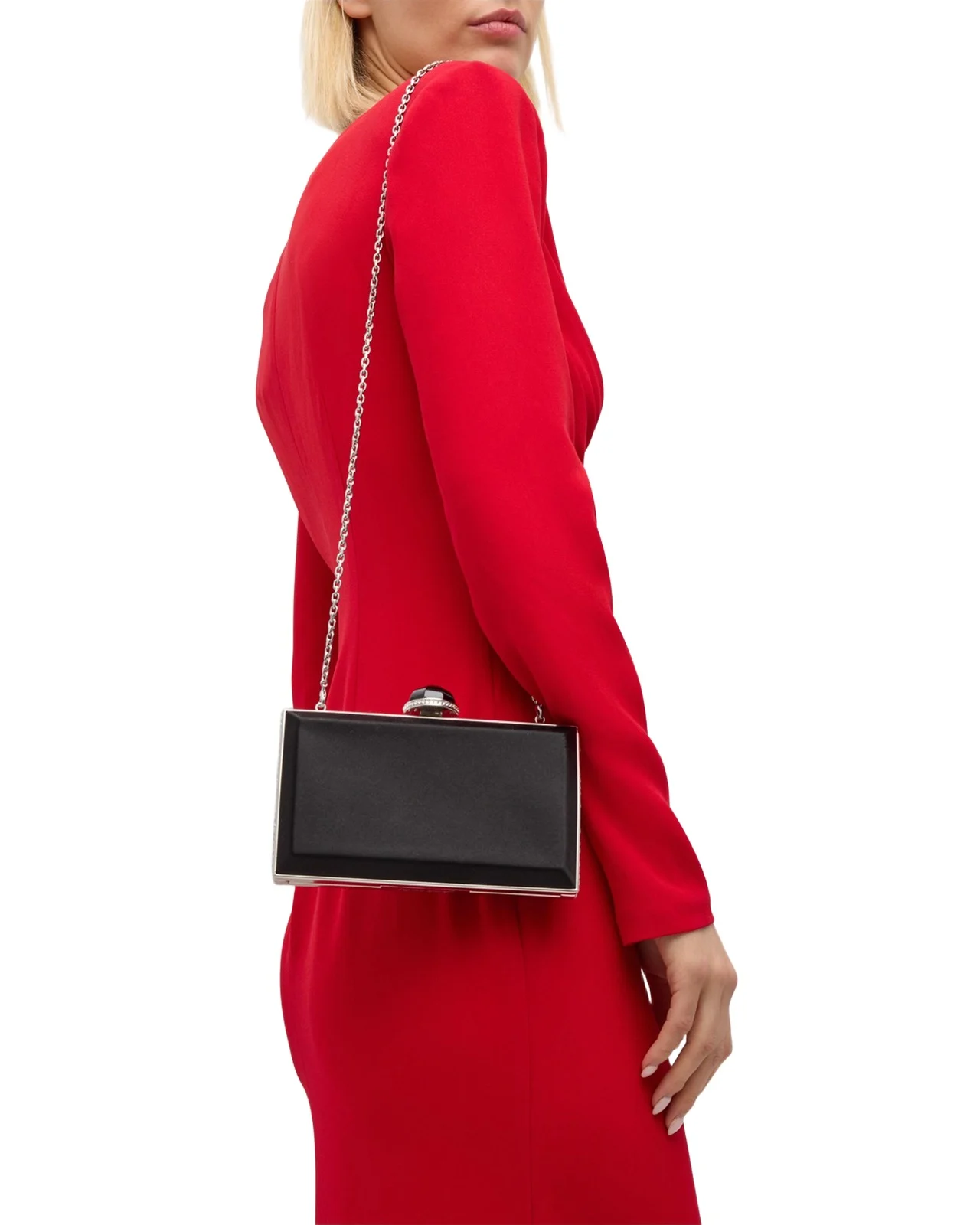 Judith Leiber Couture Skylar Crystal-Edge Satin Clutch Bag