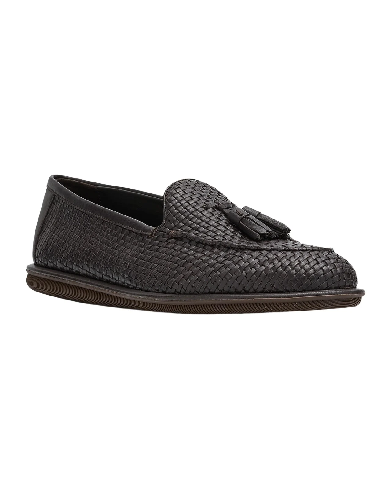Giorgio Armani Men's Woven Leather Tassel Loafers