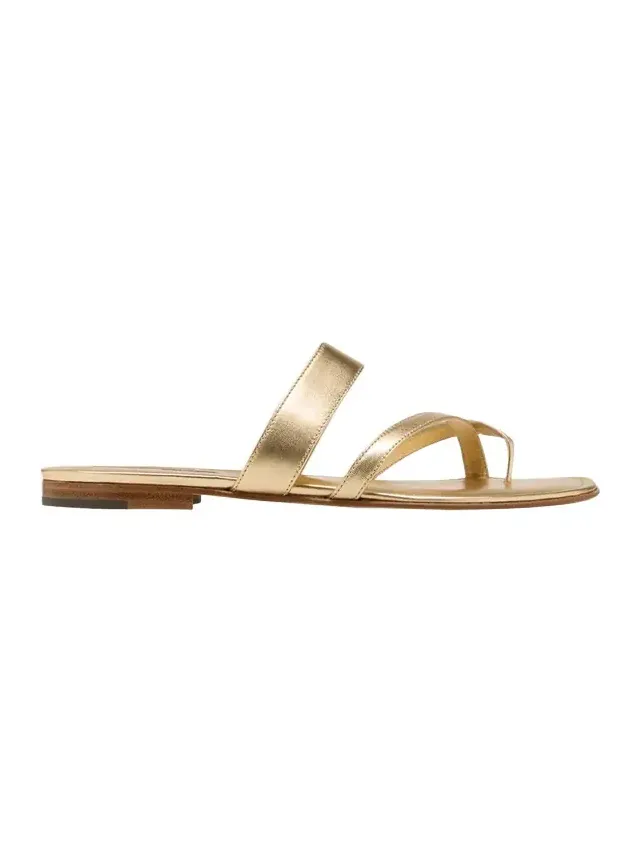 Susa Metallic Crisscross Flat Sandals