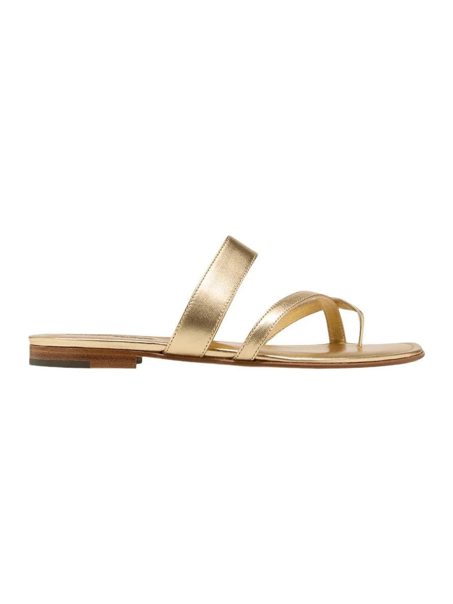 Susa Metallic Crisscross Flat Sandals