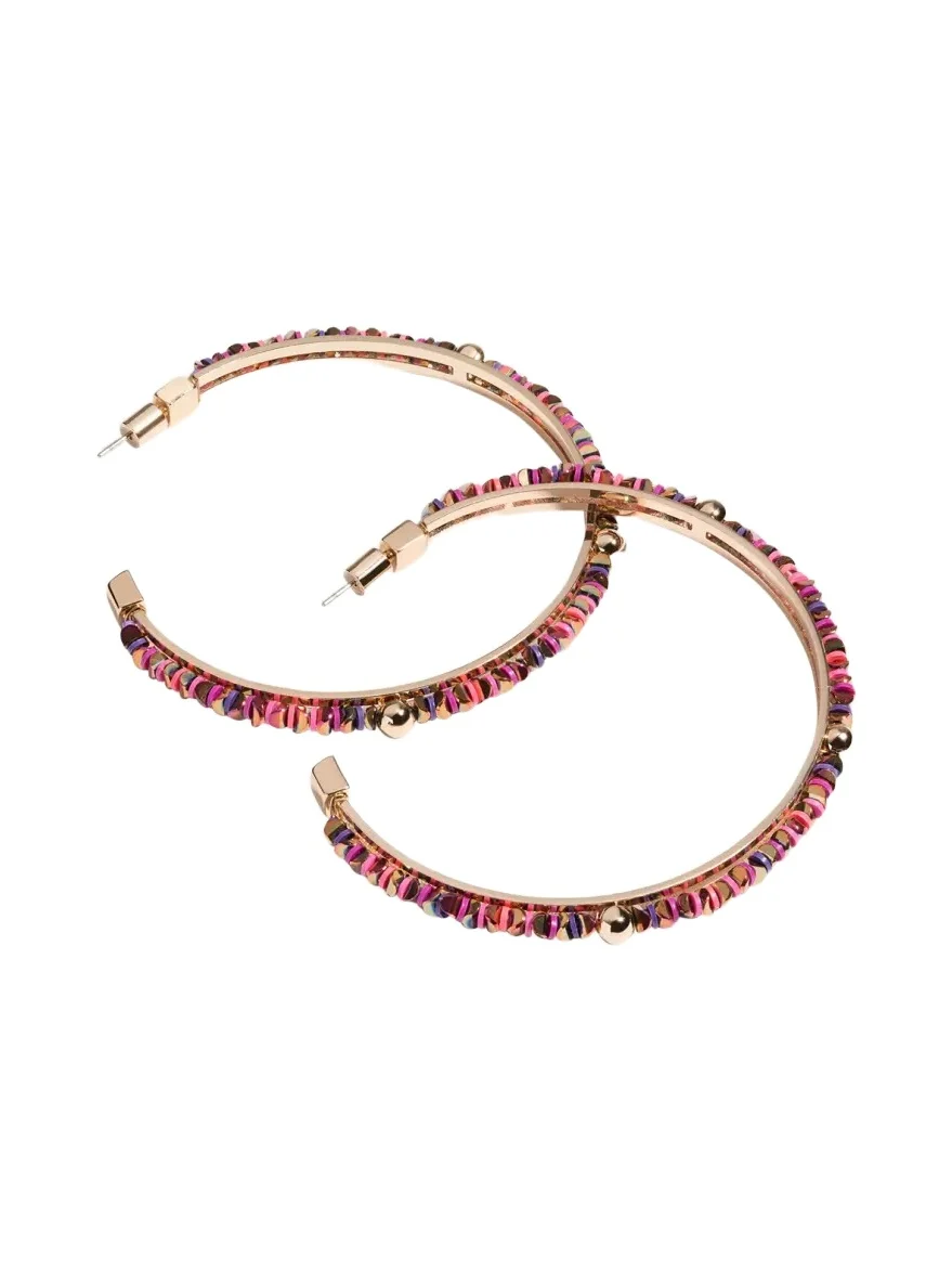 Elsie Frieda Everyday Ball Hoop Earrings in Crimson Light