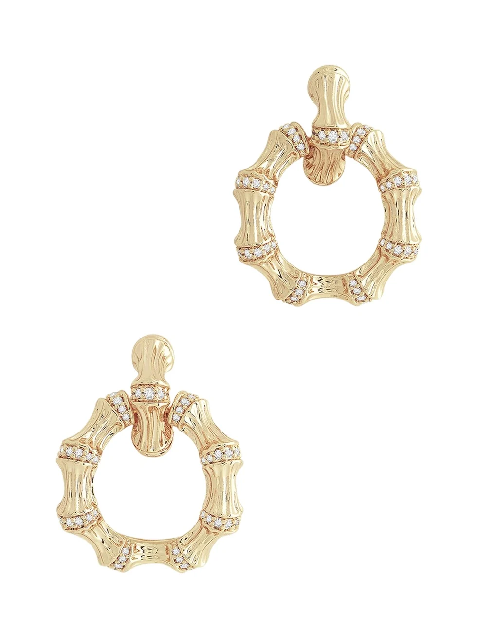 Anabel Aram Jewelry Cubic Zirconia Bamboo Double Hoop Earrings