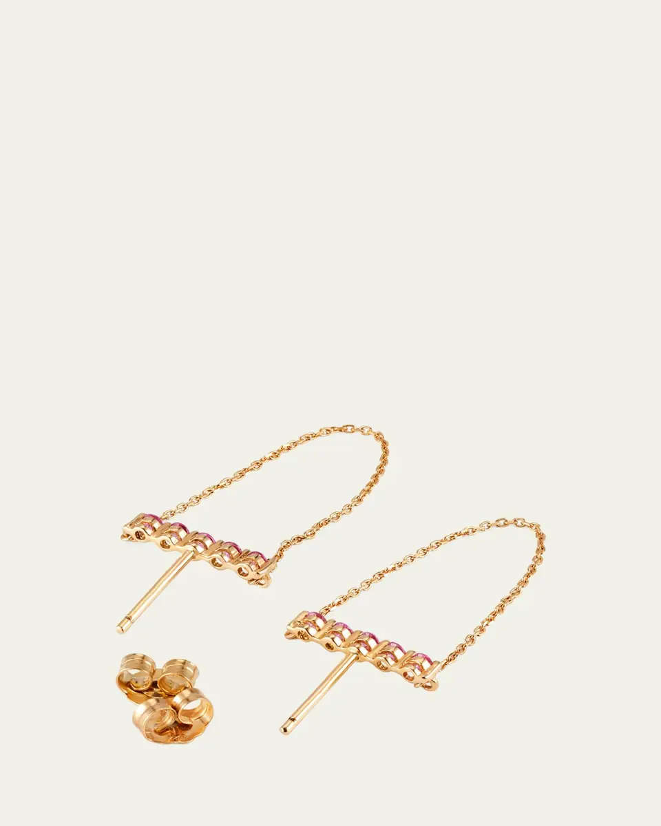 JIA JIA 14K Gemstone Bar Chain Earrings | Thumbnail 4