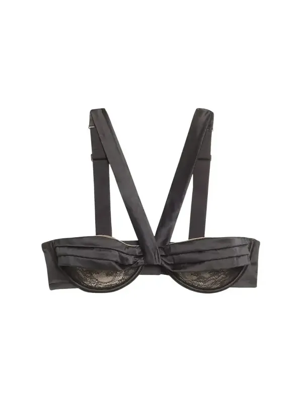 Grenelle Lace & Pleated Satin Bustier Bra Grenelle Lace & Pleated Satin Bustier Bra