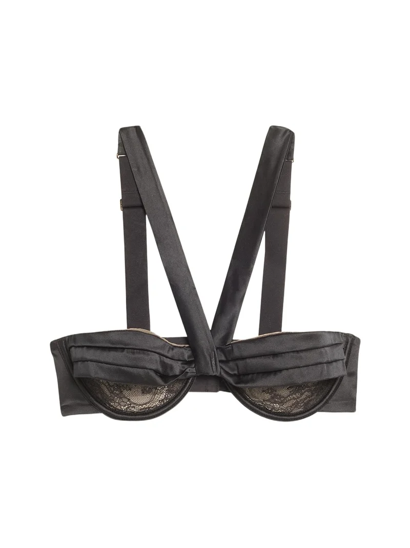 Livy Grenelle Lace & Pleated Satin Bustier Bra