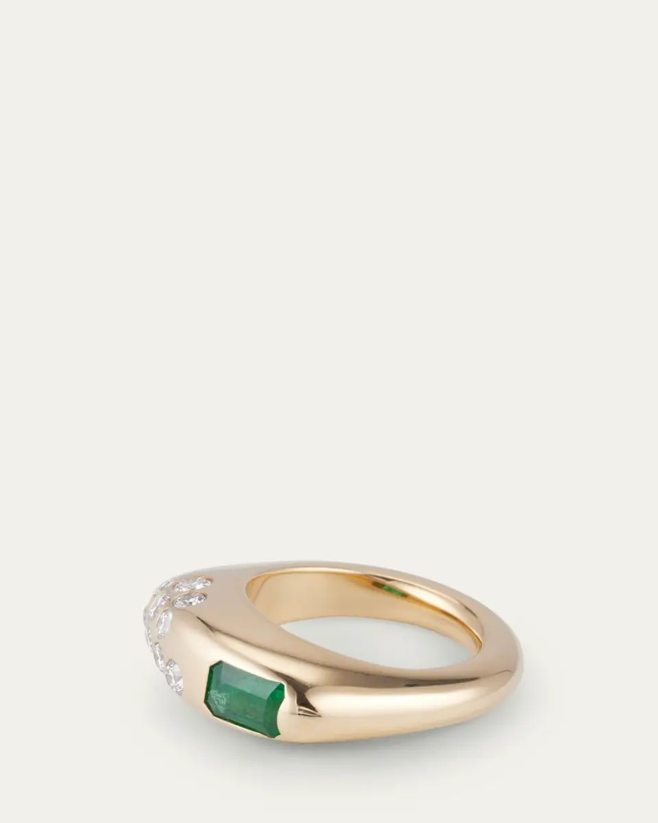 Uniform Object 18K Yellow Gold Dowry Ring With Emerald-Cut Stone And Diamonds | Thumbnail 2 Uniform Object 18K Yellow Gold Dowry Ring With Emerald-Cut Stone And Diamonds | Thumbnail 2