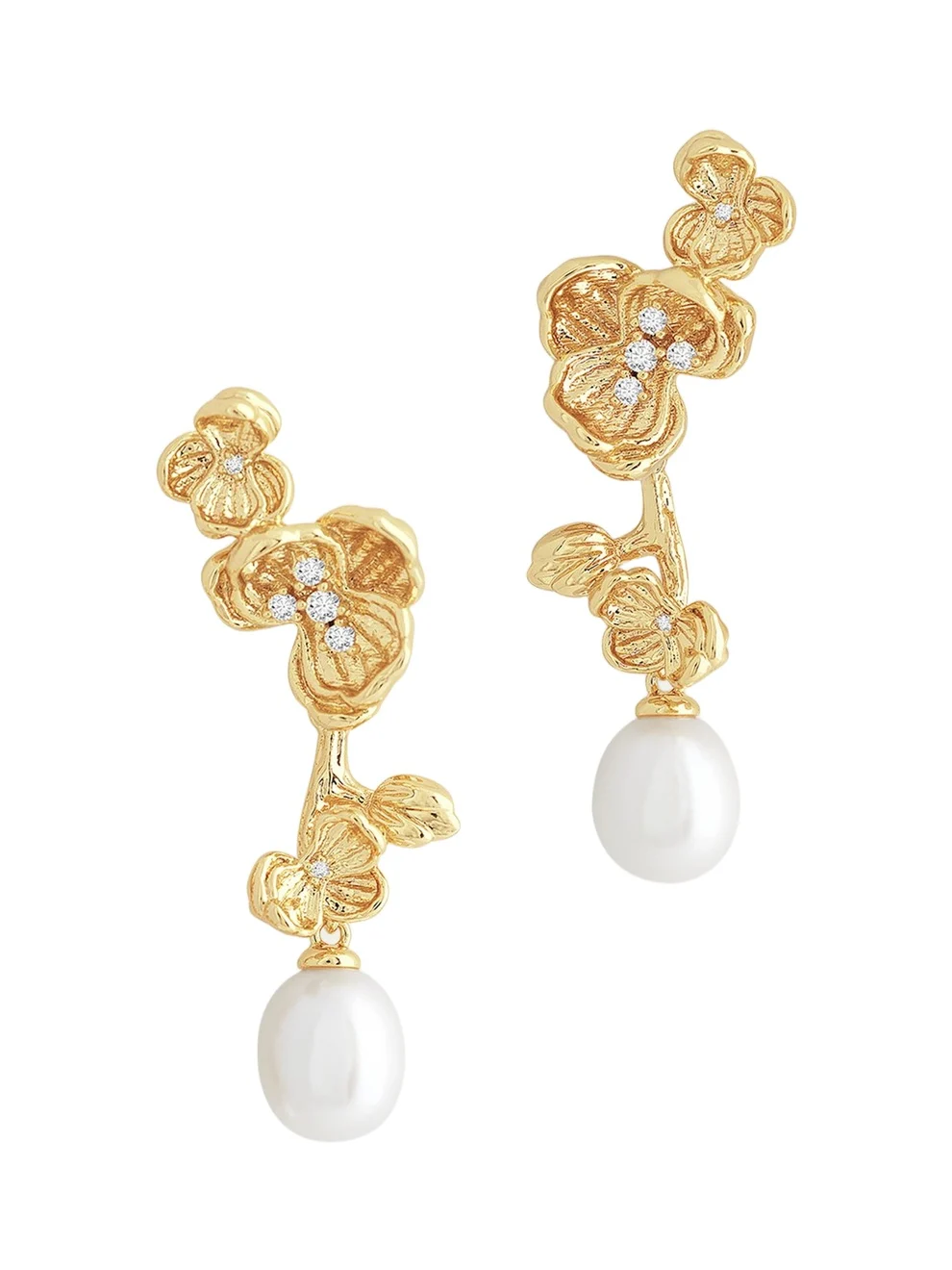 Cubic Zirconia Orchid Pearl Drop Earrings Cubic Zirconia Orchid Pearl Drop Earrings