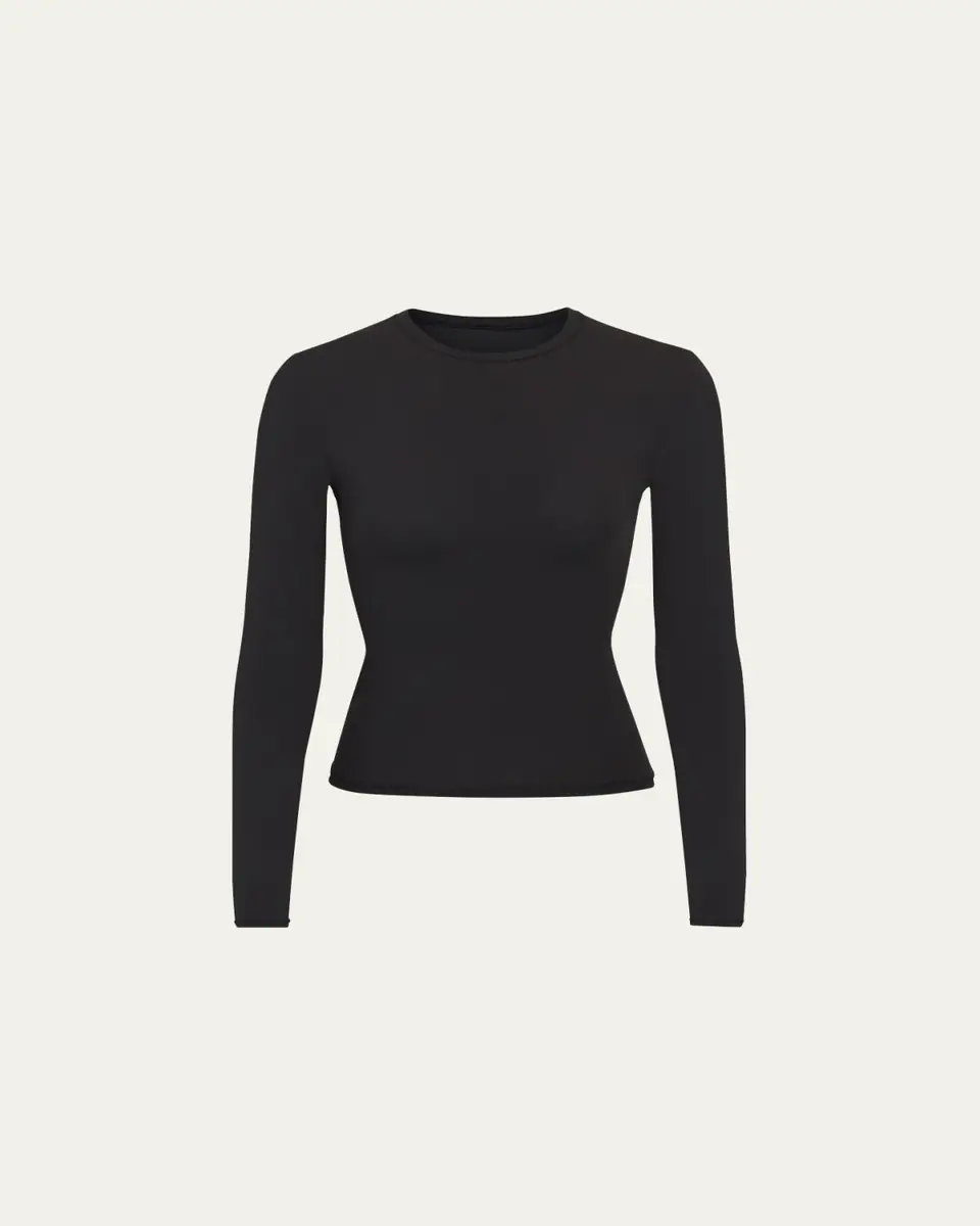 SKIMS Fits Everybody Crewneck Long-Sleeve T-Shirt | Thumbnail 4
