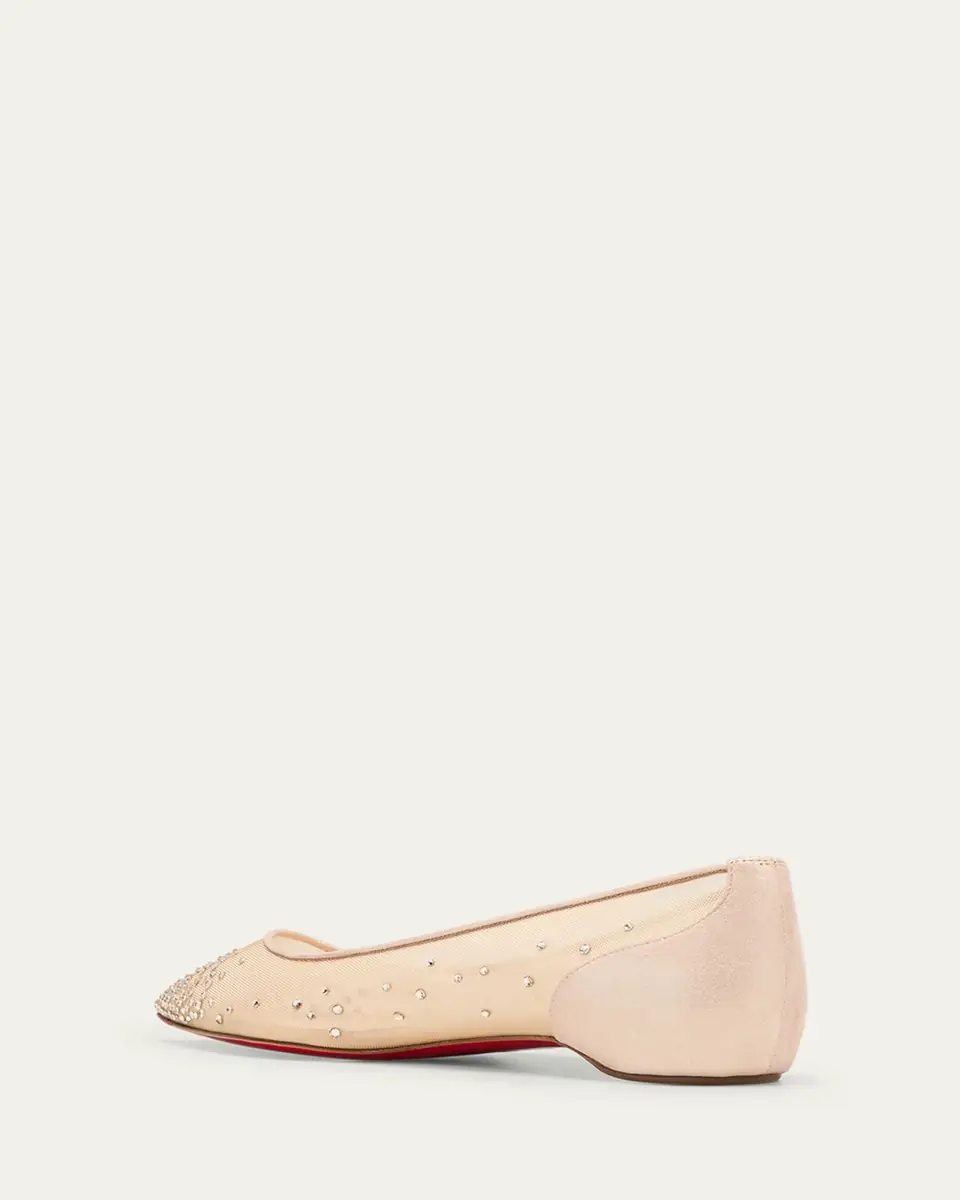 Christian Louboutin Follies Strass Red Sole Mesh Ballet Flats | Thumbnail 4