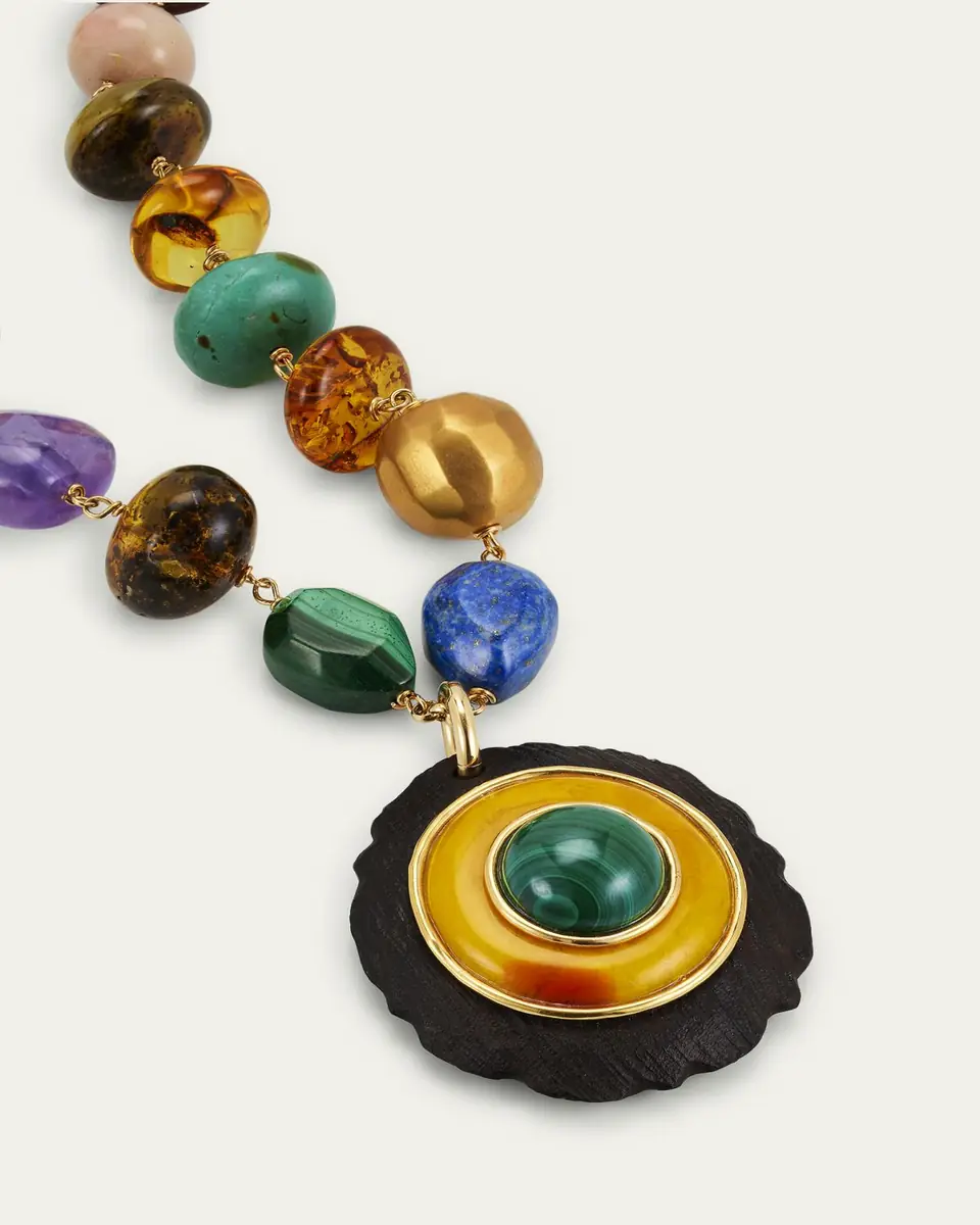 Grazia And Marica Vozza Multi Stone Necklace with Ebony and Amber Charm | Thumbnail 2 Grazia And Marica Vozza Multi Stone Necklace with Ebony and Amber Charm | Thumbnail 2
