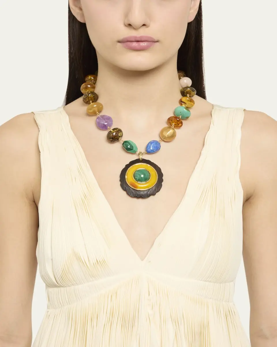 Grazia And Marica Vozza Multi Stone Necklace with Ebony and Amber Charm | Thumbnail 4 Grazia And Marica Vozza Multi Stone Necklace with Ebony and Amber Charm | Thumbnail 4