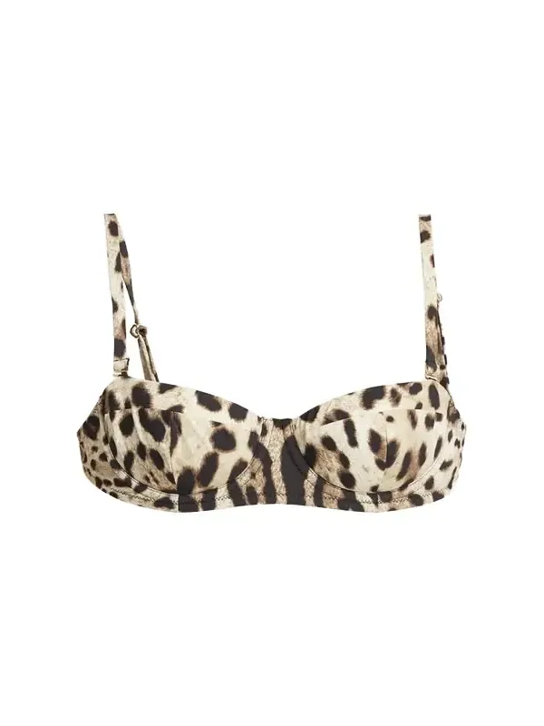 Leopard Soft Padded Underwire Balconette Bikini Top