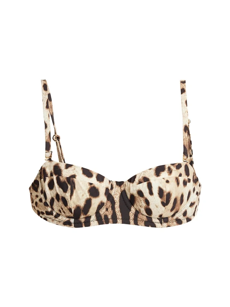 Dolce & Gabbana Leopard Soft Padded Underwire Balconette Bikini Top