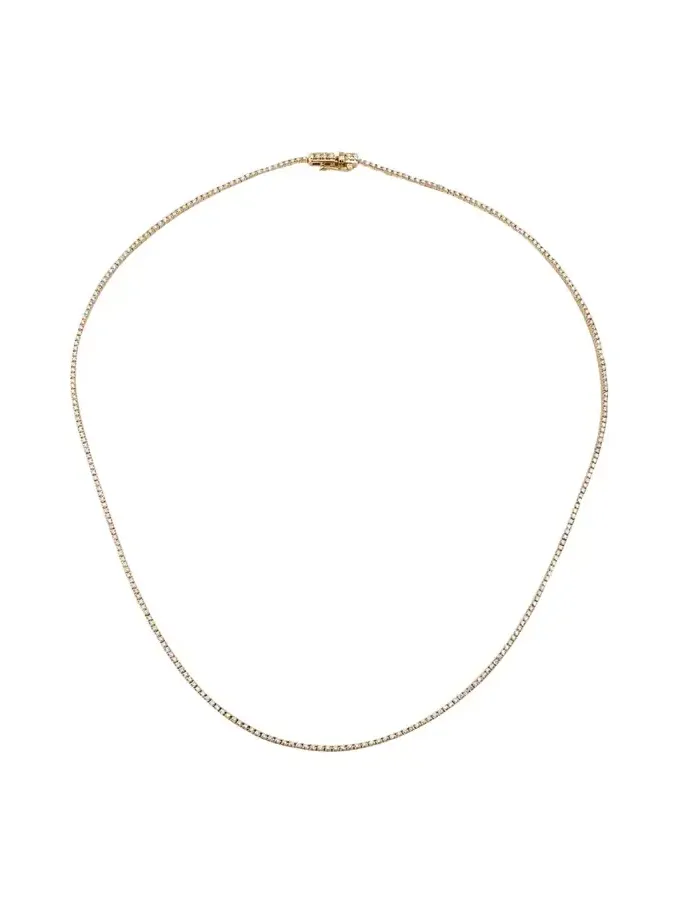 14K Yellow Gold Skinny Tennis Necklace
