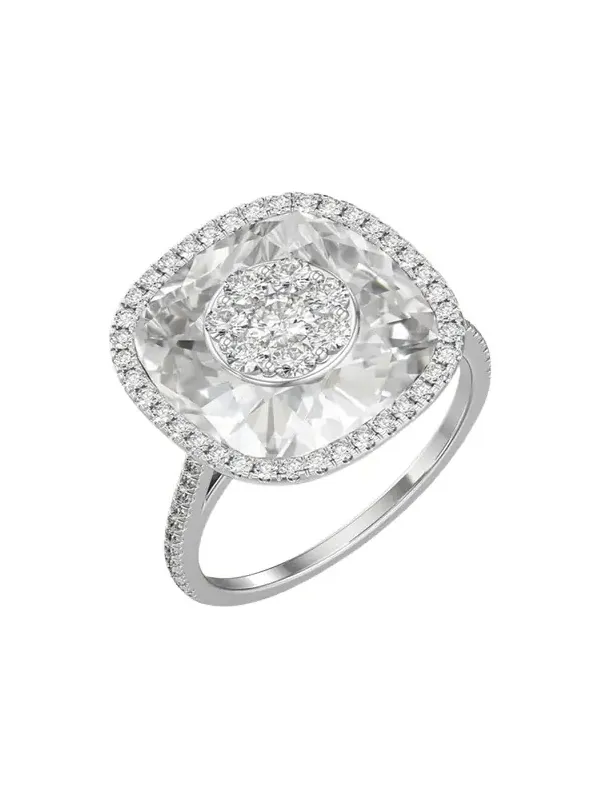 Bhansali 18K White Gold 13mm Cushion-Cut Ring with Diamonds