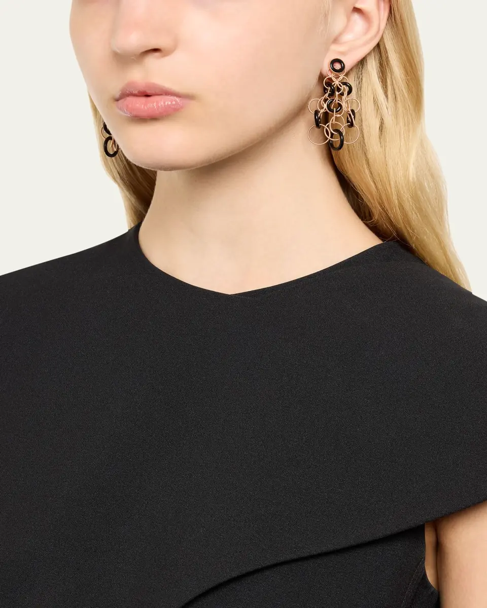 Buccellati Hawaii Color 18K Pink Gold Onyx Pendant Earrings, 5cm | Thumbnail 4