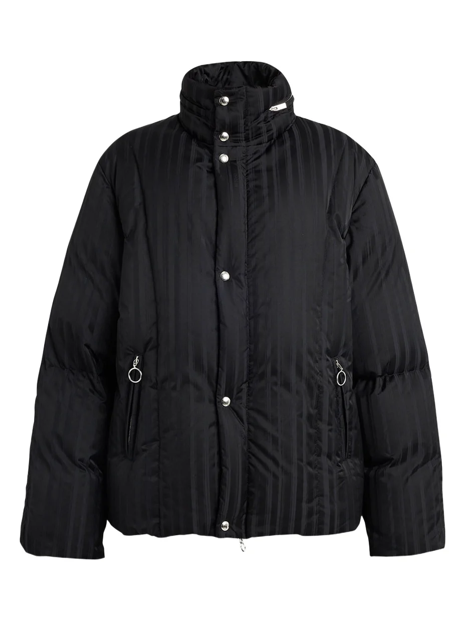 Jacquard Stripe Down Hooded Jacket