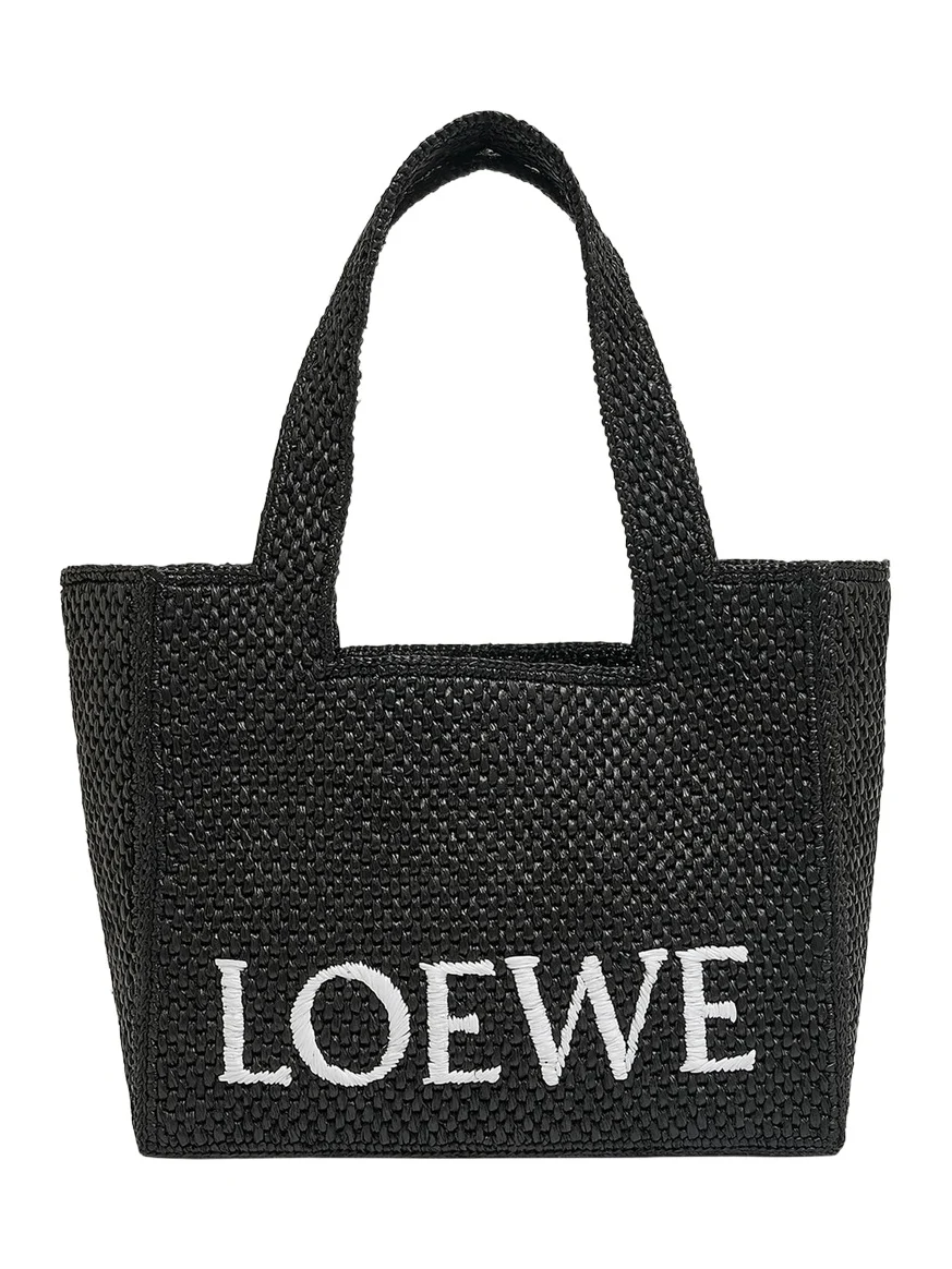 x Paula's Ibiza Font Logo Medium Tote Bag in Raffia x Paula's Ibiza Font Logo Medium Tote Bag in Raffia