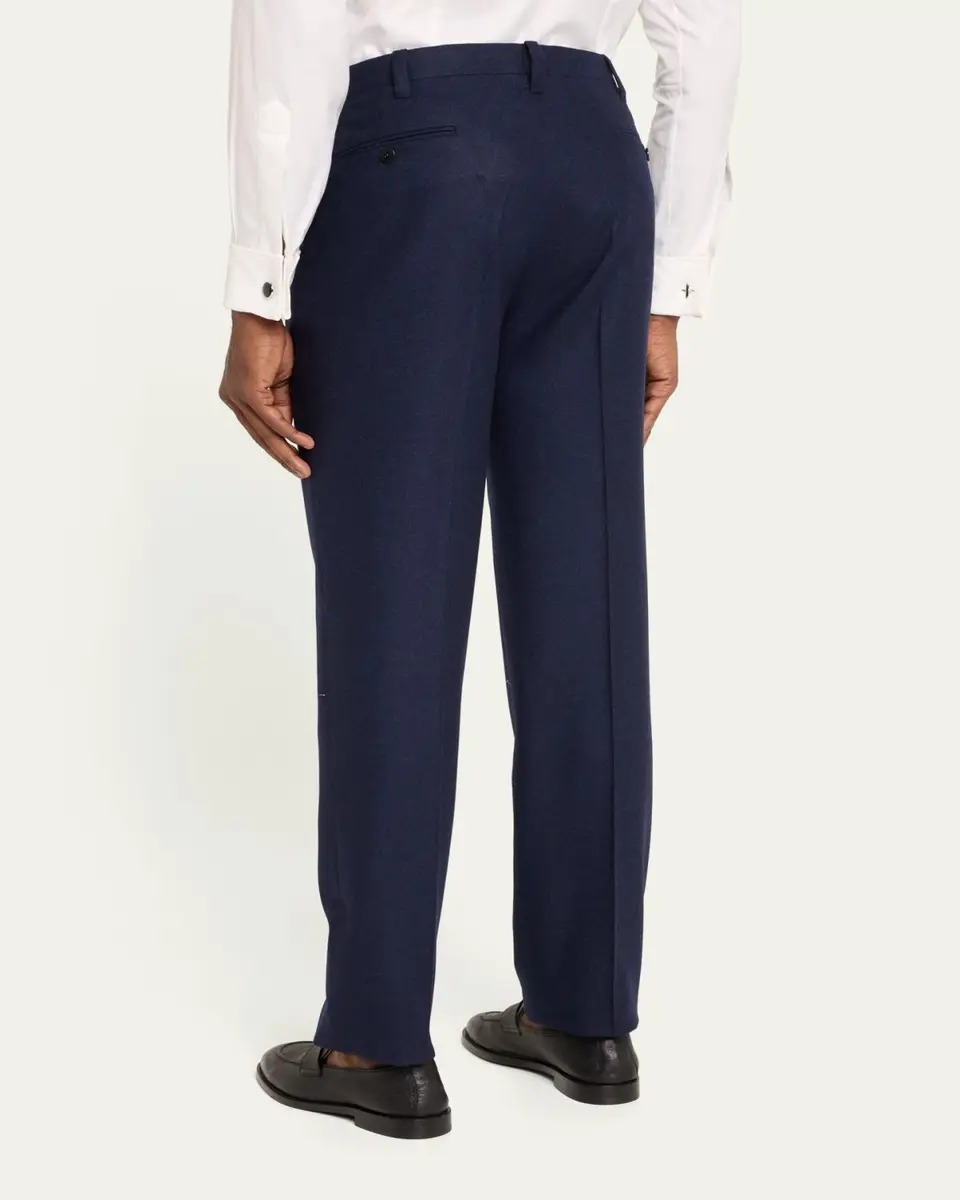 Cesare Attolini Men's Flat-Front Flannel Trousers | Thumbnail 3