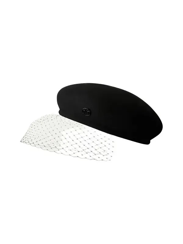 New Bonnie Black Veil Felt Beret New Bonnie Black Veil Felt Beret