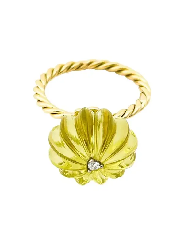 Haute Victoire Saturn Lime Citrine Diamond Ring