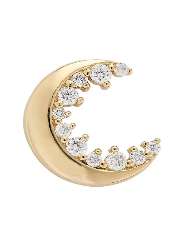 14k Gold Cocktail Crescent Moon Stud