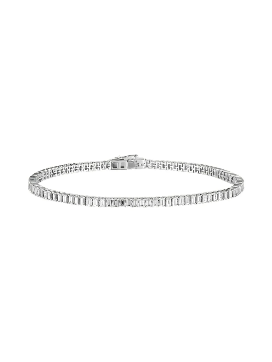 14K White Gold Vertical Row Baguette Diamond Tennis Bracelet 14K White Gold Vertical Row Baguette Diamond Tennis Bracelet