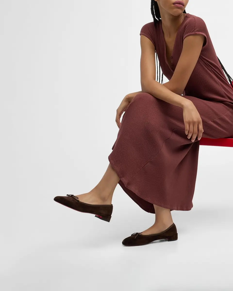 Christian Louboutin Sweetie Jane Suede Bow Ballerina Flats | Thumbnail 20