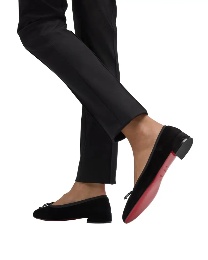 Christian Louboutin Sweetie Jane Suede Bow Ballerina Flats | Image 1 Christian Louboutin Sweetie Jane Suede Bow Ballerina Flats | Image 1