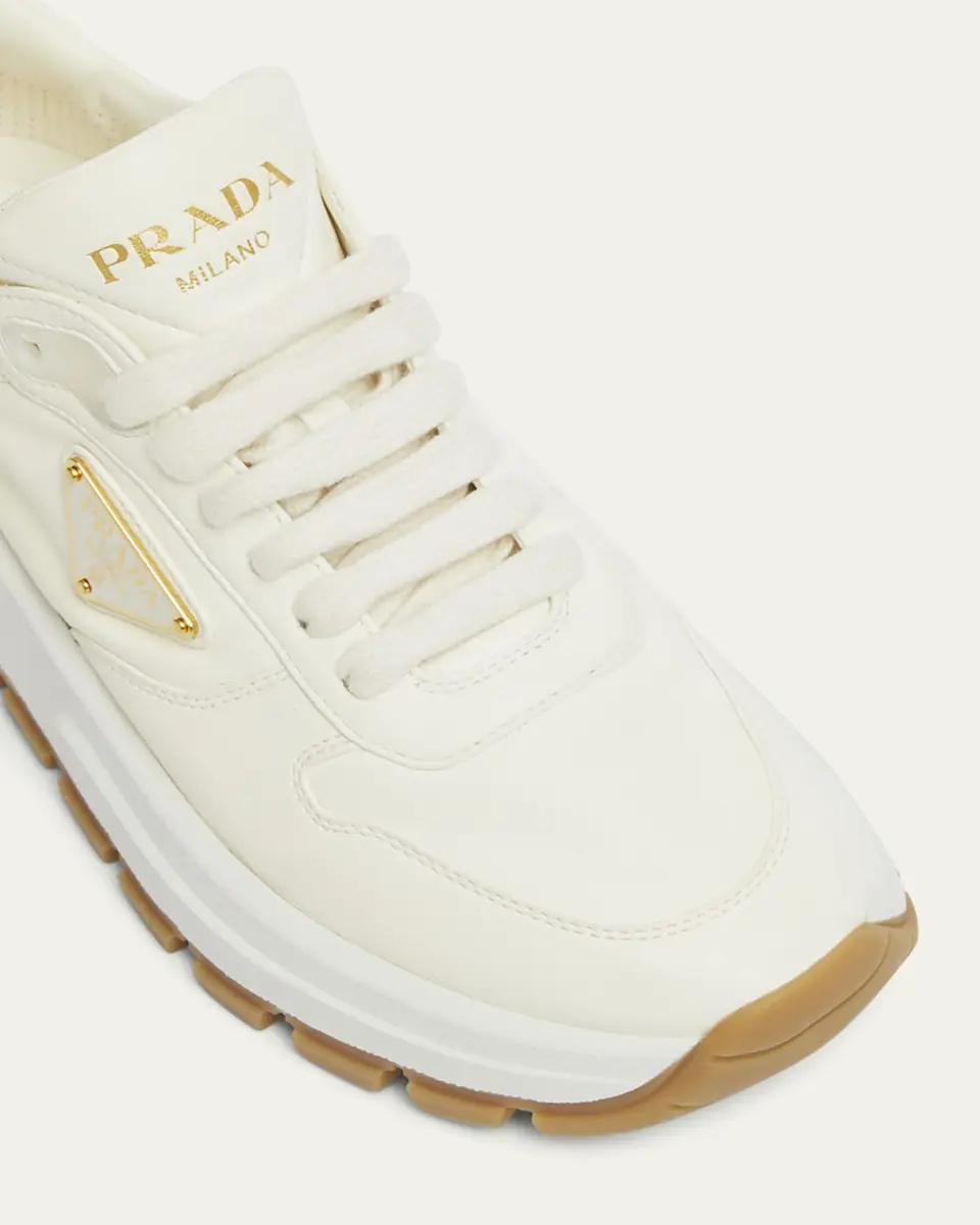 Prada Leather Logo Runner Sneakers | Thumbnail 10