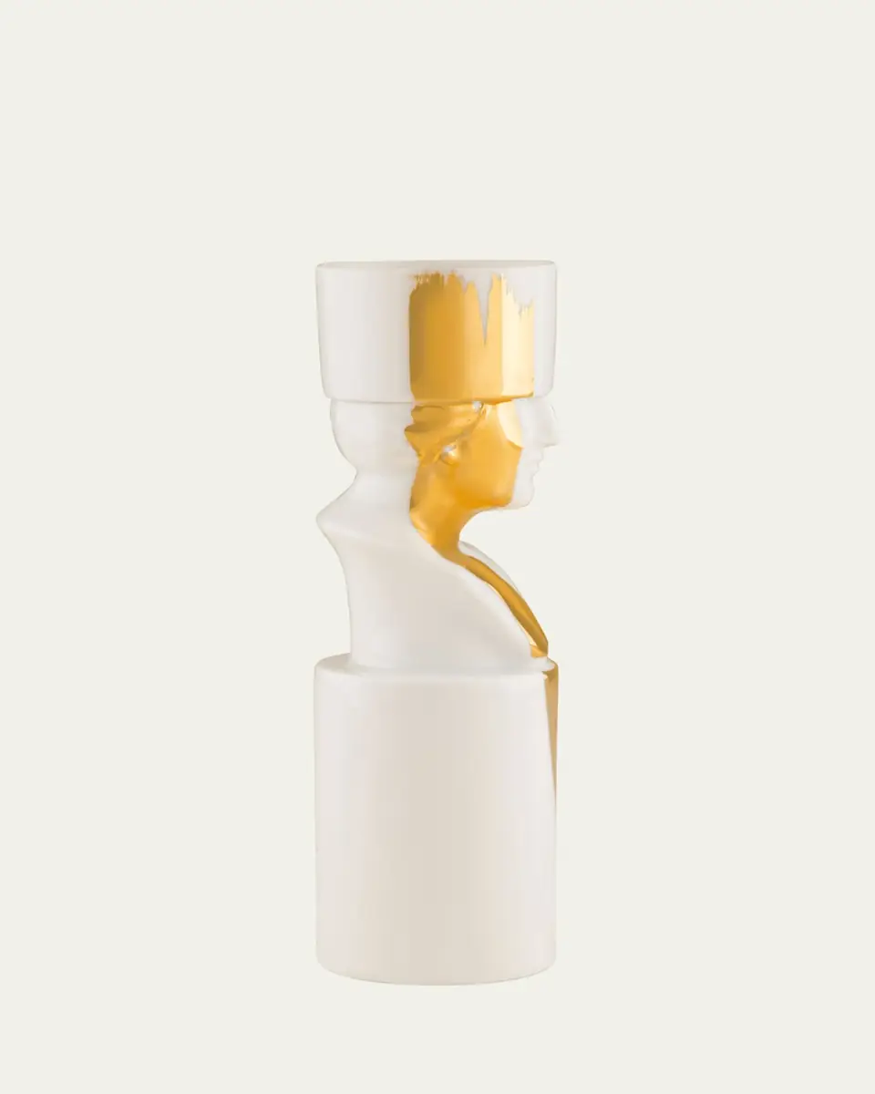 GINORI 1735 The Scholar Candleholder, White/Gold - LCDC Collection | Thumbnail 2 GINORI 1735 The Scholar Candleholder, White/Gold - LCDC Collection | Thumbnail 2