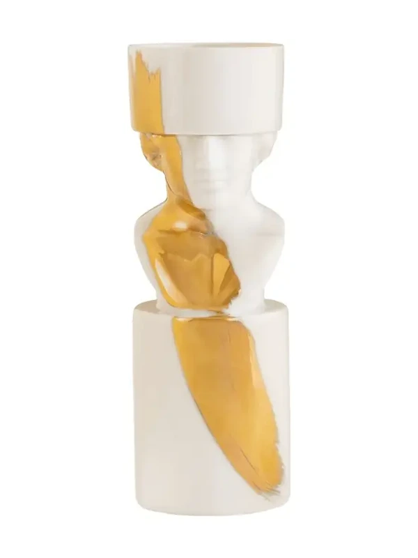 GINORI 1735 The Scholar Candleholder, White/Gold - LCDC Collection