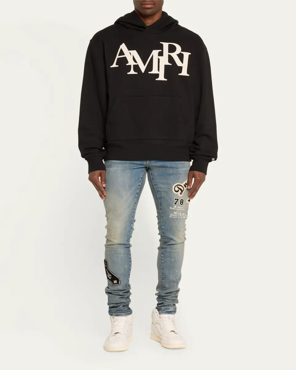 AMIRI Men's Staggered Logo Hoodie | Thumbnail 2